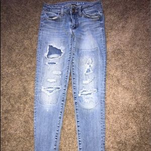American Eagle perfect , distressed holey jeans
